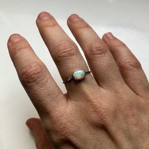 La Kaiser Opal Diamond Sterling Silver Ring Size 8